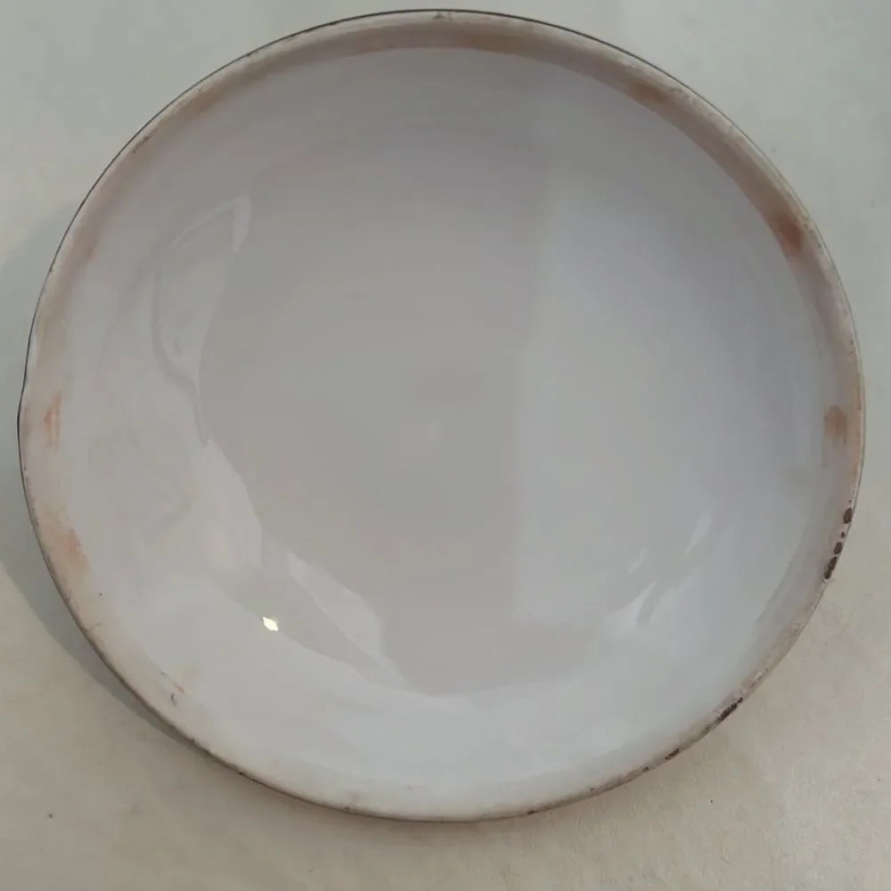 Bavarian Powder Bowl Trinket Covered Dish Gold Knob & Trim 4 In X 3 1/4 Vintage